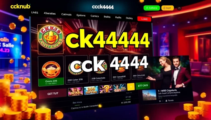 Engaging ck4444 online gaming platform with lively slots, table games, and sports betting visuals for high-energy user experience.