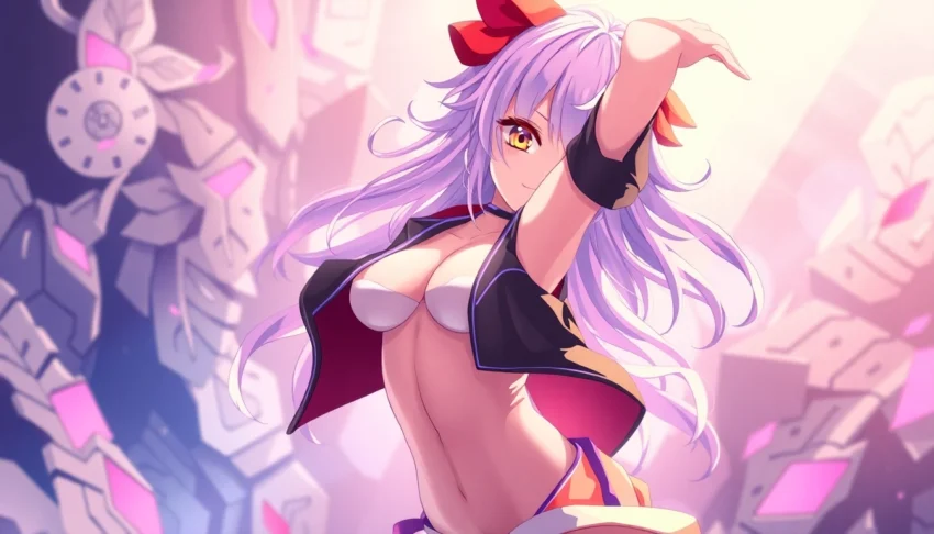 AI generated hentai scene showcasing a detailed anime character in a seductive pose with vivid colors and realistic textures