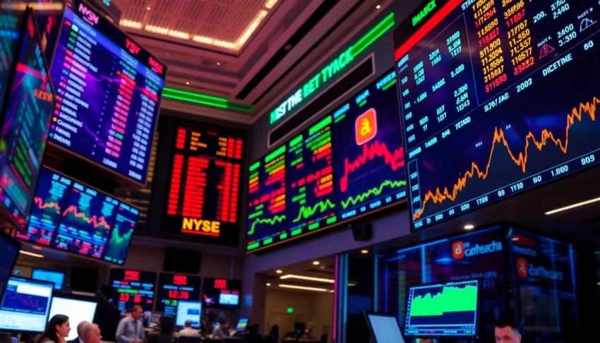 Stock Market Latest News update with digital trading charts and market headlines illustrating