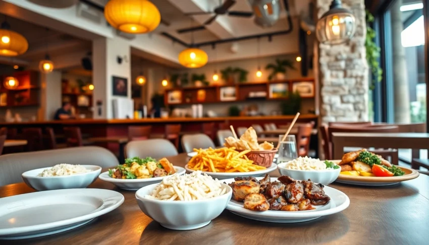 Customer enjoying authentic IIIIIII IIII dishes at a vibrant Greek restaurant, highlighting